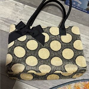 Talbots Polka Dot Tote Bag with Black Bow